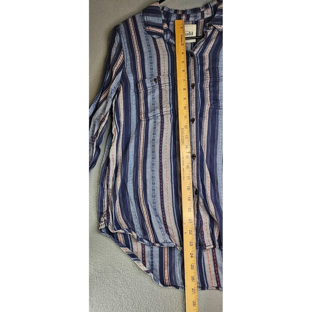 Vintage Mudd Vertical Stripe Long Sleeve Shirt M Women Western Indie Boho Y2K - Picture 11 of 12